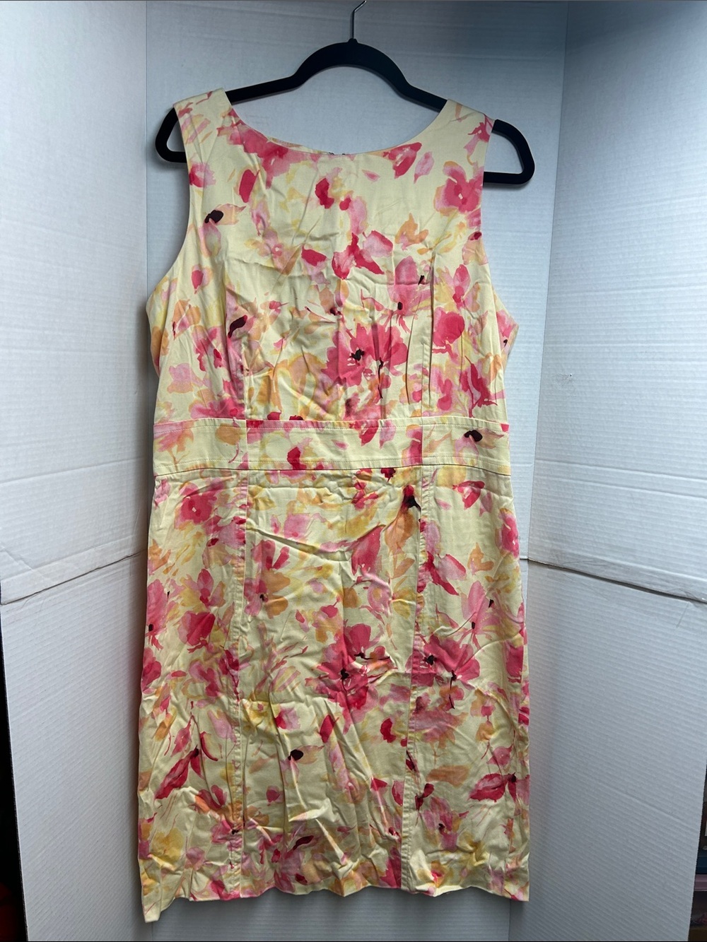 Anne Klein Sleeveless Floral Sheath Dress in Yellow and Pink size 14